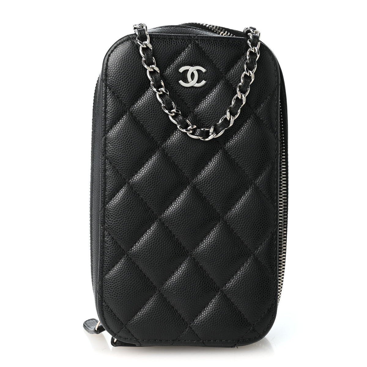 Caviar Quilted Phone Holder Wallet On Chain WOC Black