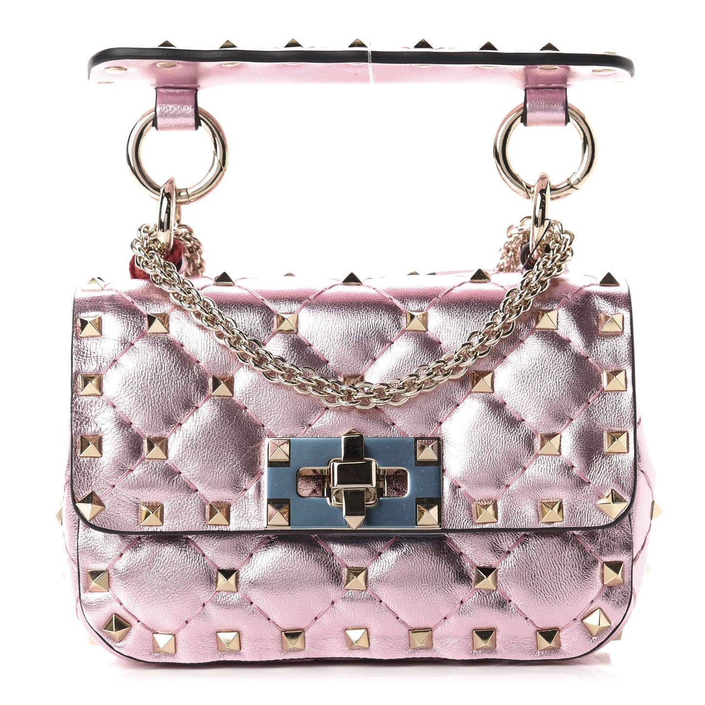 Metallic Nappa Micro Rockstud Spike Shoulder Bag Giacinto