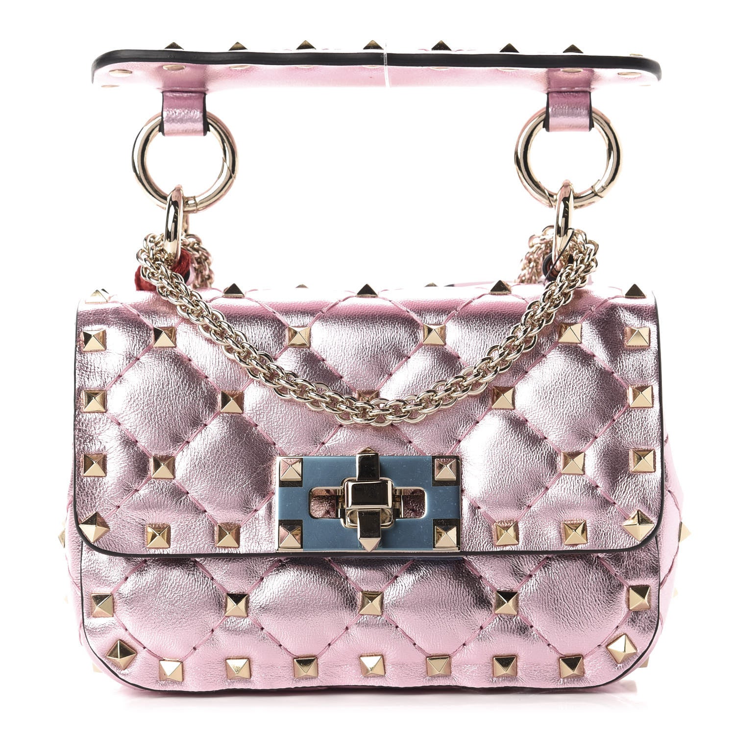 Valentino Garavani Metallic Nappa Micro Rockstud Spike Shoulder Bag Giacinto 1 of 9