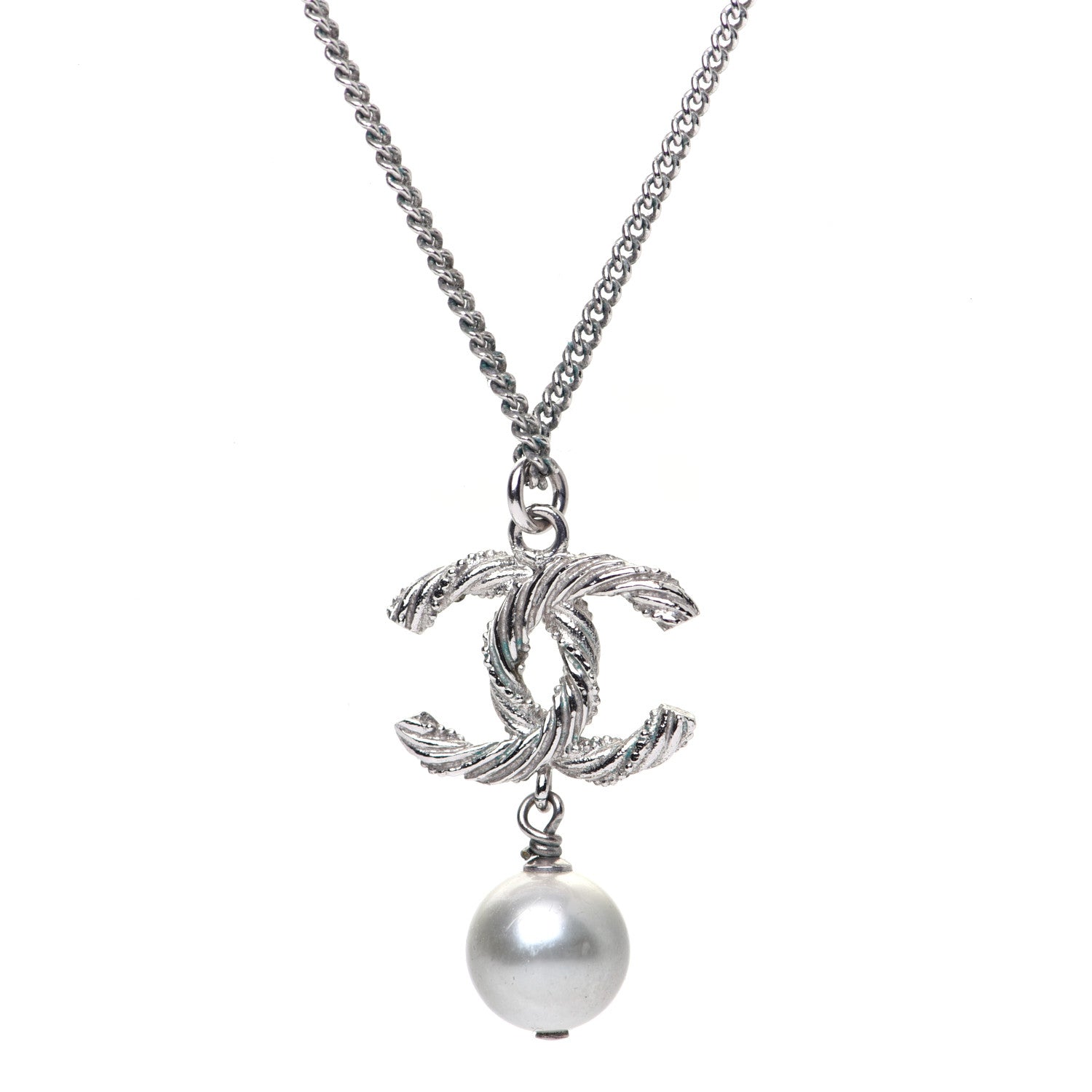 Chanel Crystal Pearl Twisted CC Drop Necklace Gold 5 of 7