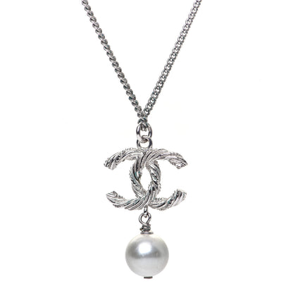 Chanel Crystal Pearl Twisted CC Drop Necklace Gold 5 of 7