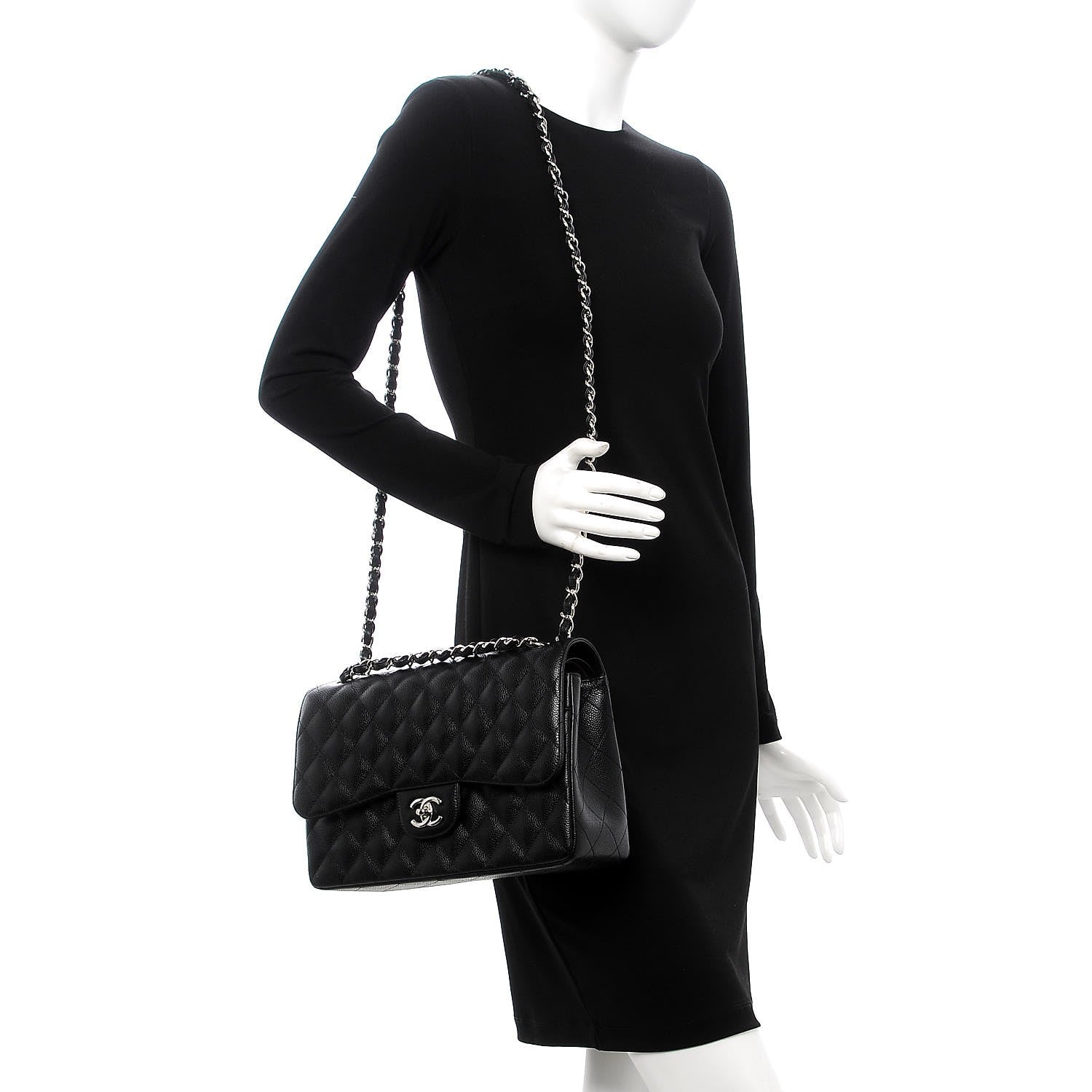 Chanel Caviar Quilted Jumbo Double Flap Black 2 of 9