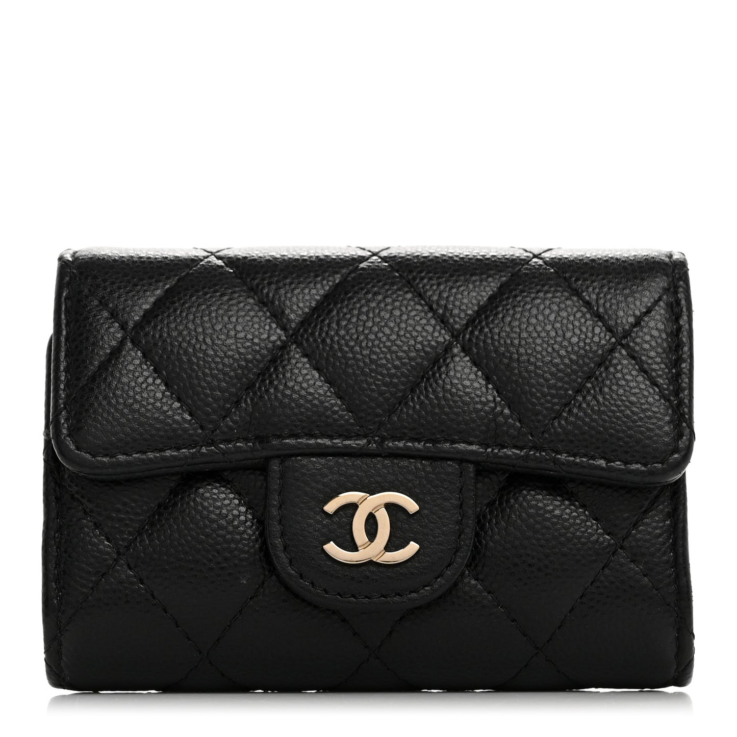 Caviar Quilted Classic 4 Key Holder Wallet Black