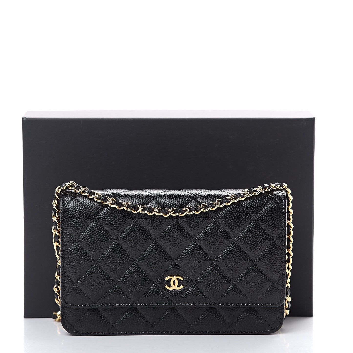 Caviar Quilted Wallet On Chain WOC Black