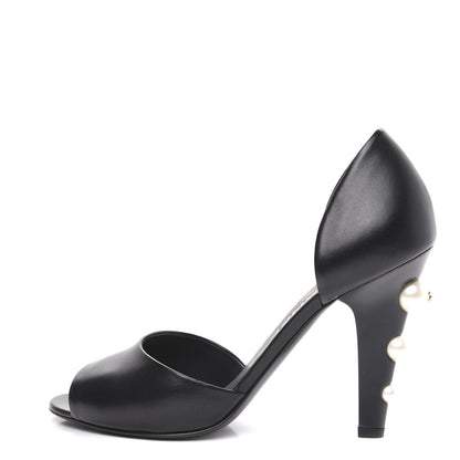 Chanel Lambskin Pearl Peep Toe d'Orsay Pumps 36 Black 1 of 11