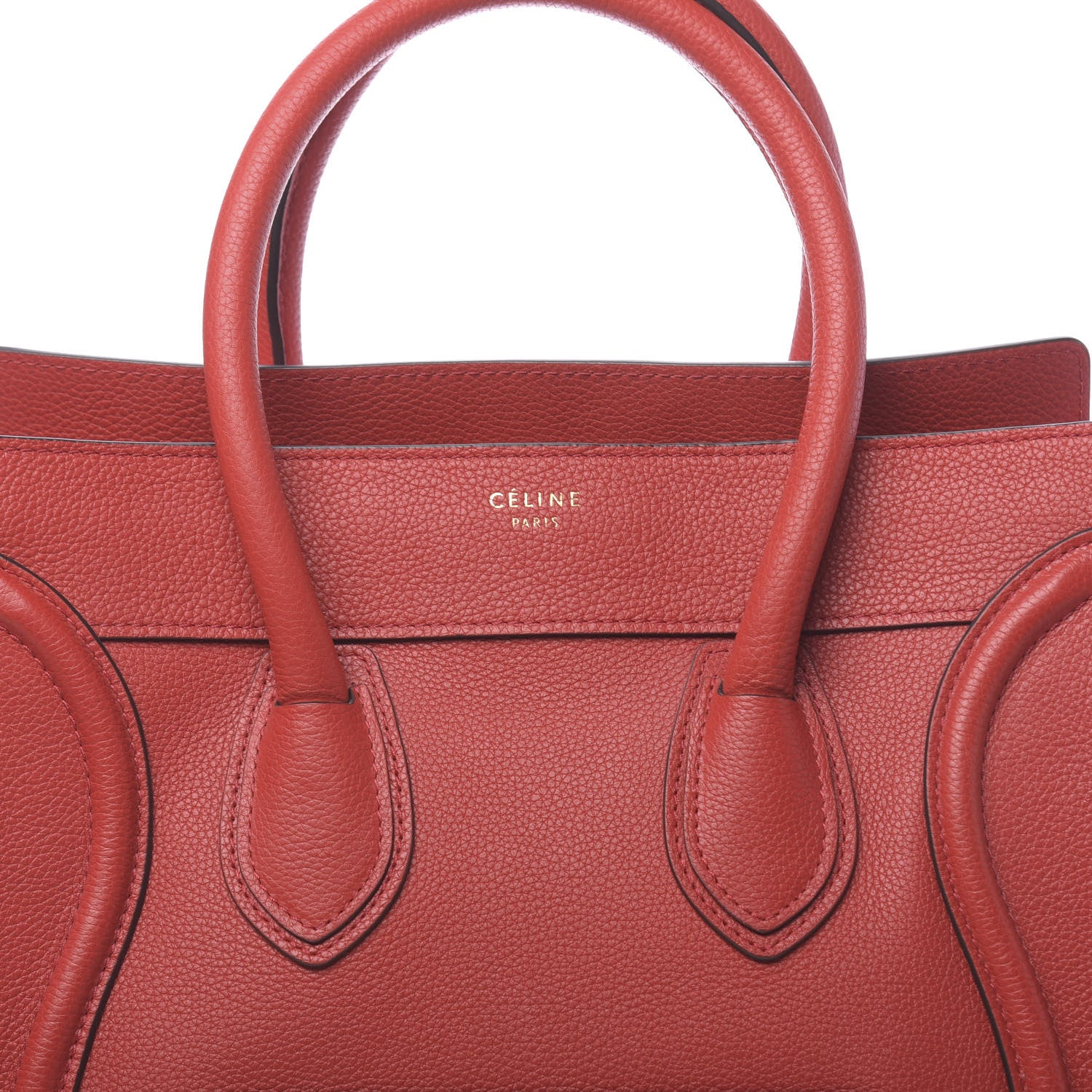 Celine Drummed Calfskin Mini Luggage Coquelicot 9 of 9