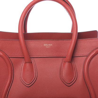 Celine Drummed Calfskin Mini Luggage Coquelicot 9 of 9