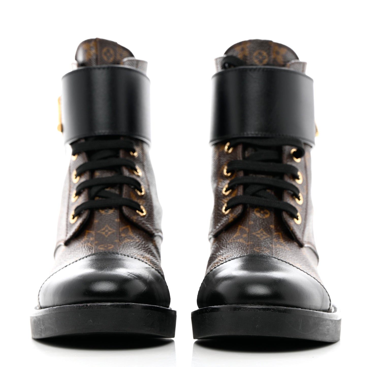 Monogram Calfskin Wonderland Flat Ranger Boots 35.5 Black