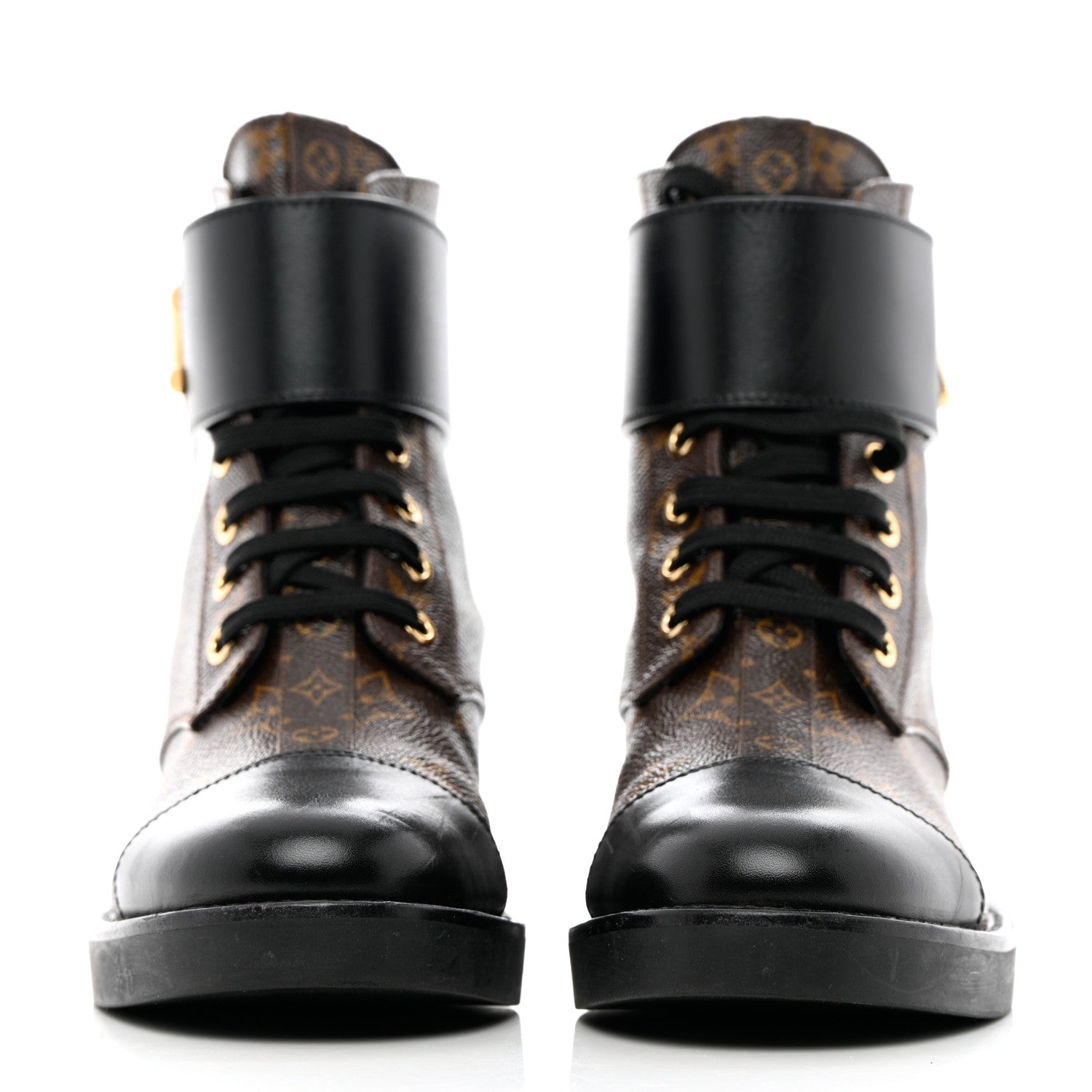 Louis Vuitton Monogram Calfskin Wonderland Flat Ranger Boots 35.5 Black 2 of 15