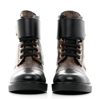 Louis Vuitton Monogram Calfskin Wonderland Flat Ranger Boots 35.5 Black 2 of 15