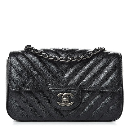 Chanel Iridescent Caviar Chevron Quilted Mini Rectangular Flap Black 1 of 9