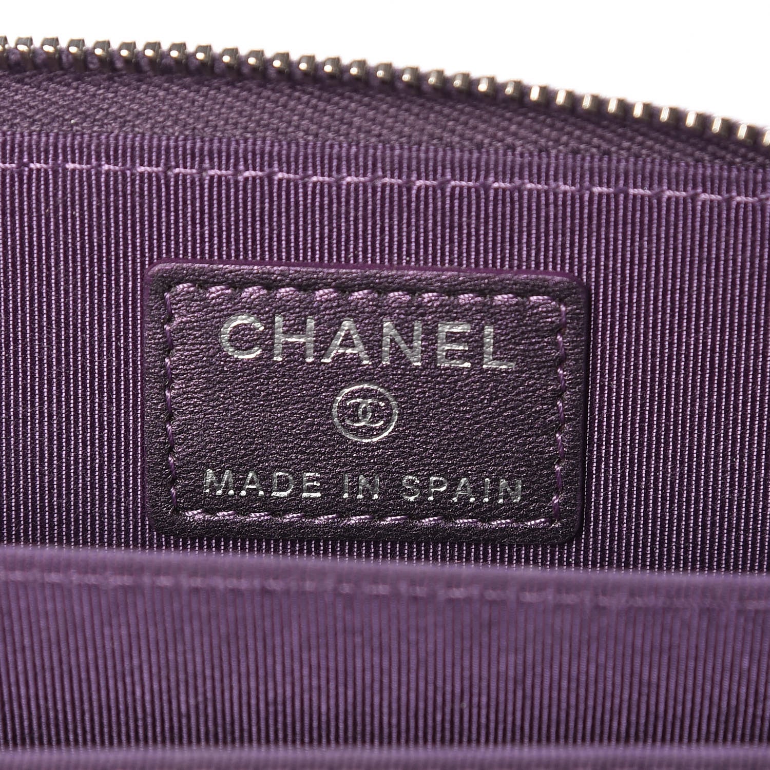 Chanel Metallic Lambskin Quilted Zip Around Coin Purse Wallet Purple 6 of 8