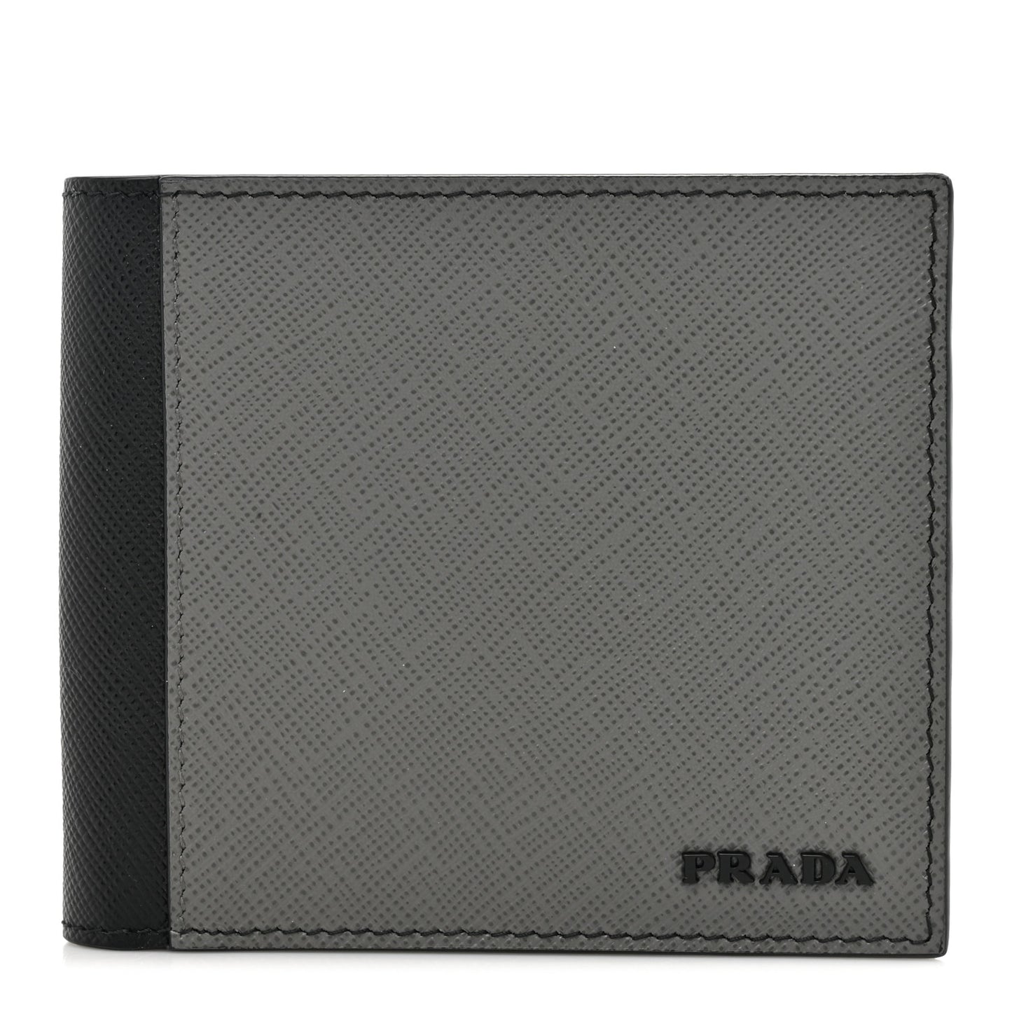 Saffiano Bi-Color Bi-Fold Wallet Grey Black
