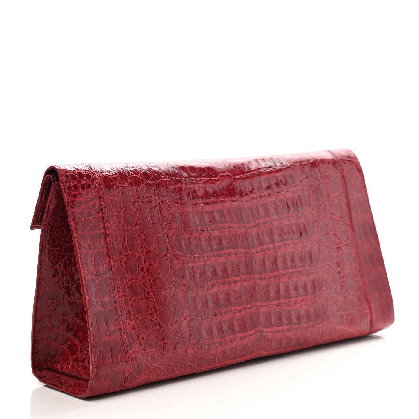 Crocodile Foldover Clutch Red