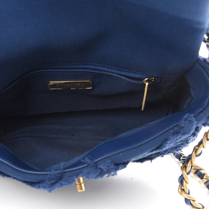 Chanel Cotton Canvas Quilted Medium Chanel 19 Flap Navy Blue 5 of 11