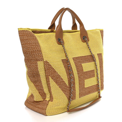 Chanel Mixed Fibers Large Shopping Bag Yellow Brown 2 of 10