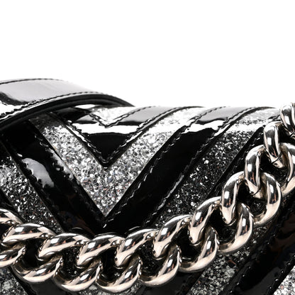 Chanel Patent Glitter PVC Chevron Quilted Small Boy Flap Black Silver 8 of 10