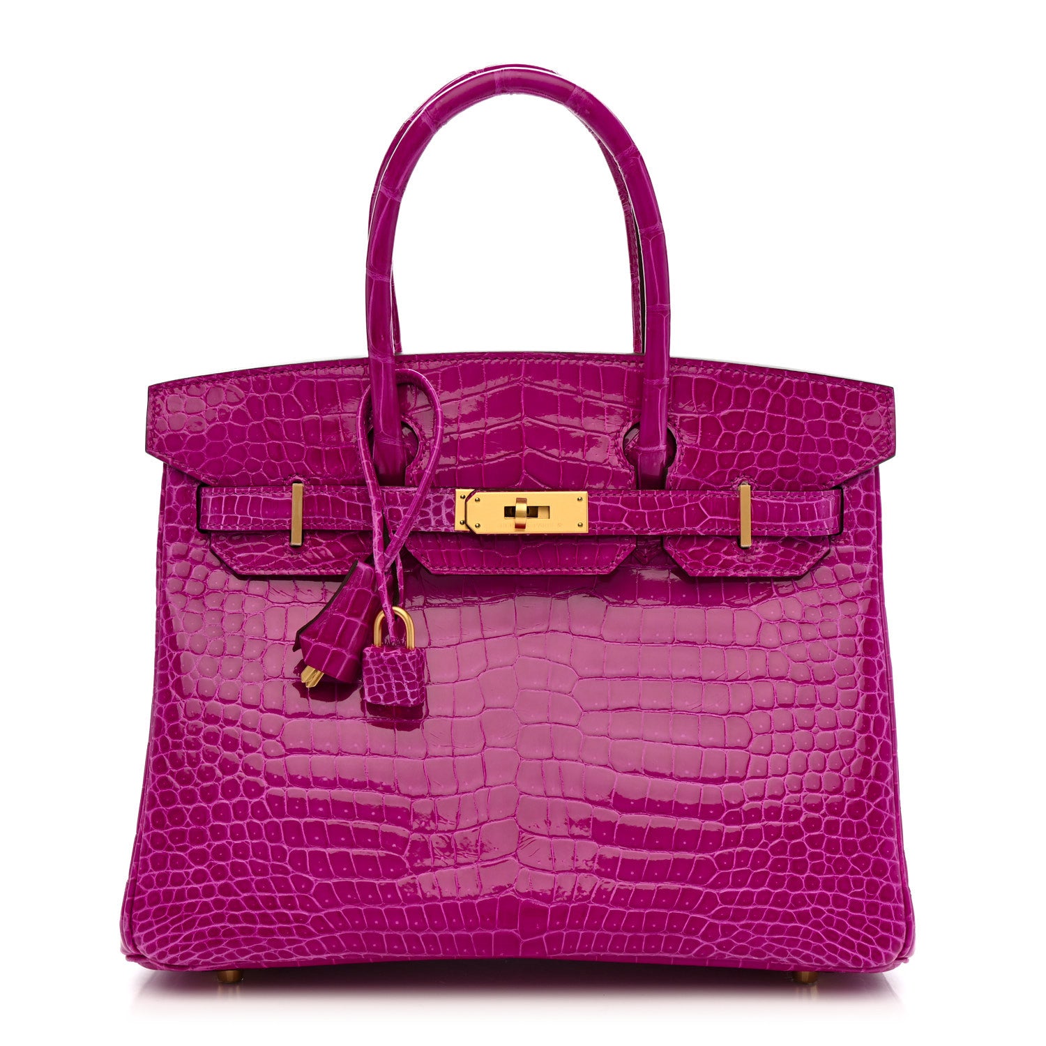 Hermes Shiny Porosus Crocodile Horseshoe Birkin 30 Rose Scheherazade 1 of 11