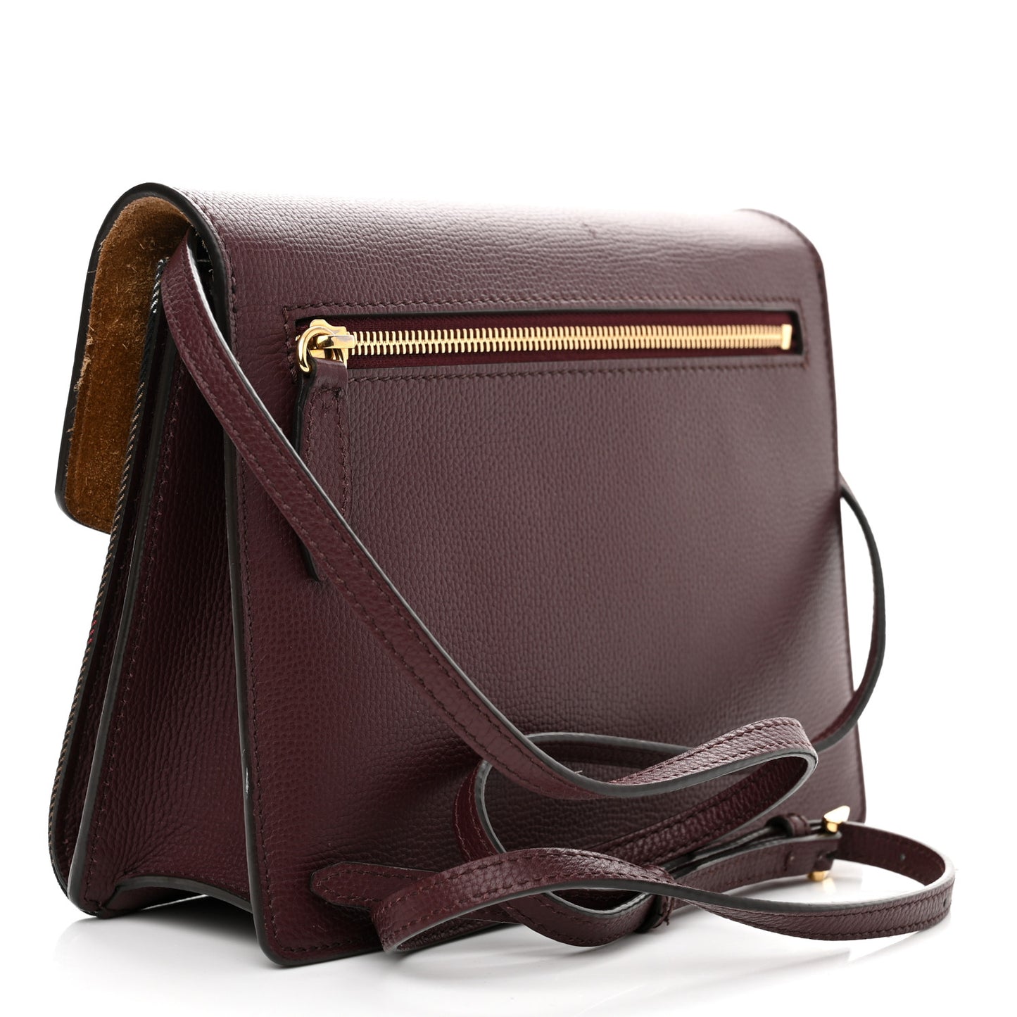 Derby Calfskin House Check Small Macken Crossbody Bag Mahogany Red