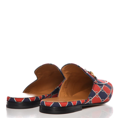 Gucci Mini GG Rhombus Chain Mens Princetown Slippers 7 Royal Bleuett Red 3 of 10