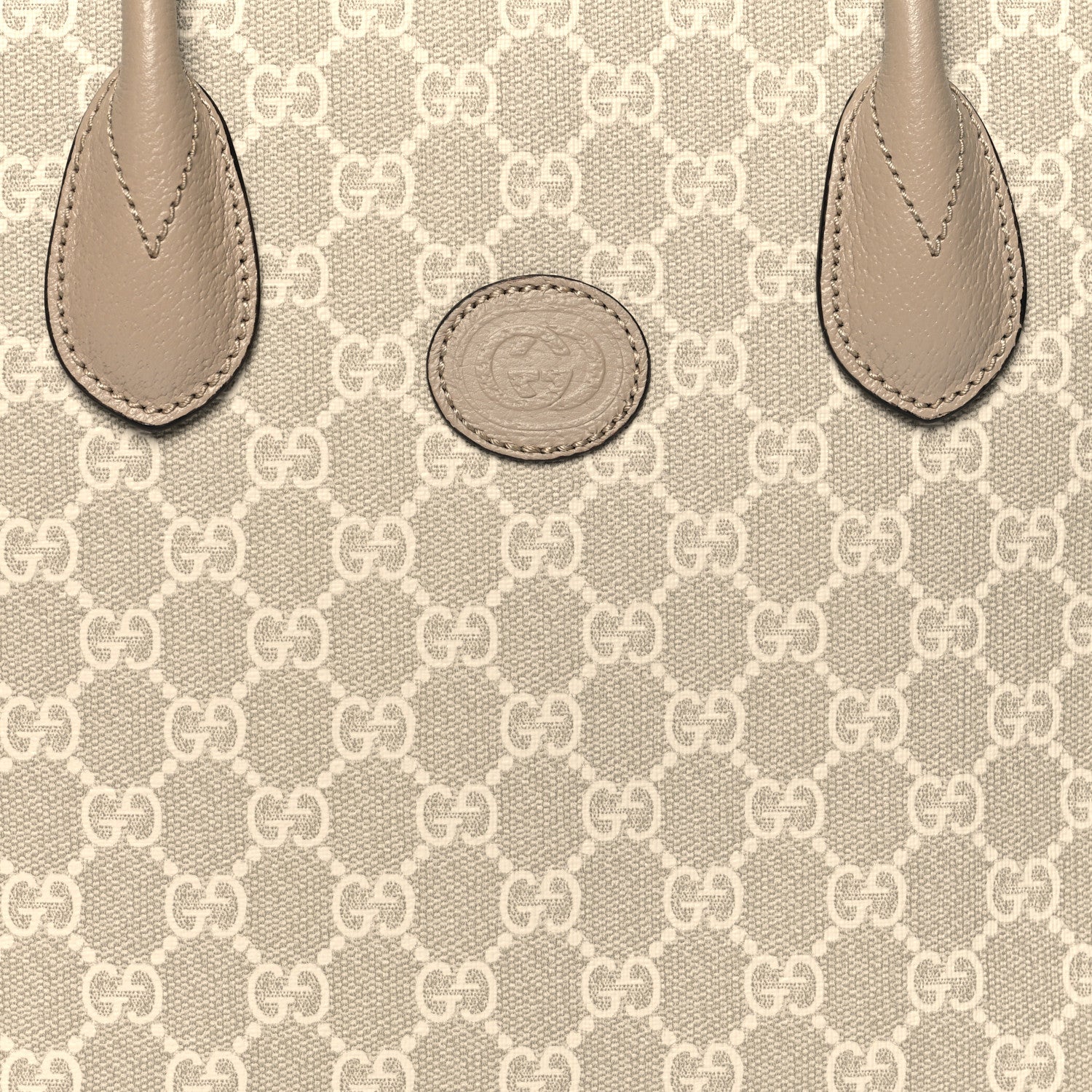 Gucci GG Supreme Monogram Textured Dollar Calfskin Small Retro Interlocking G Tote Bag Beige Mystic White Oatmeal 8 of 11