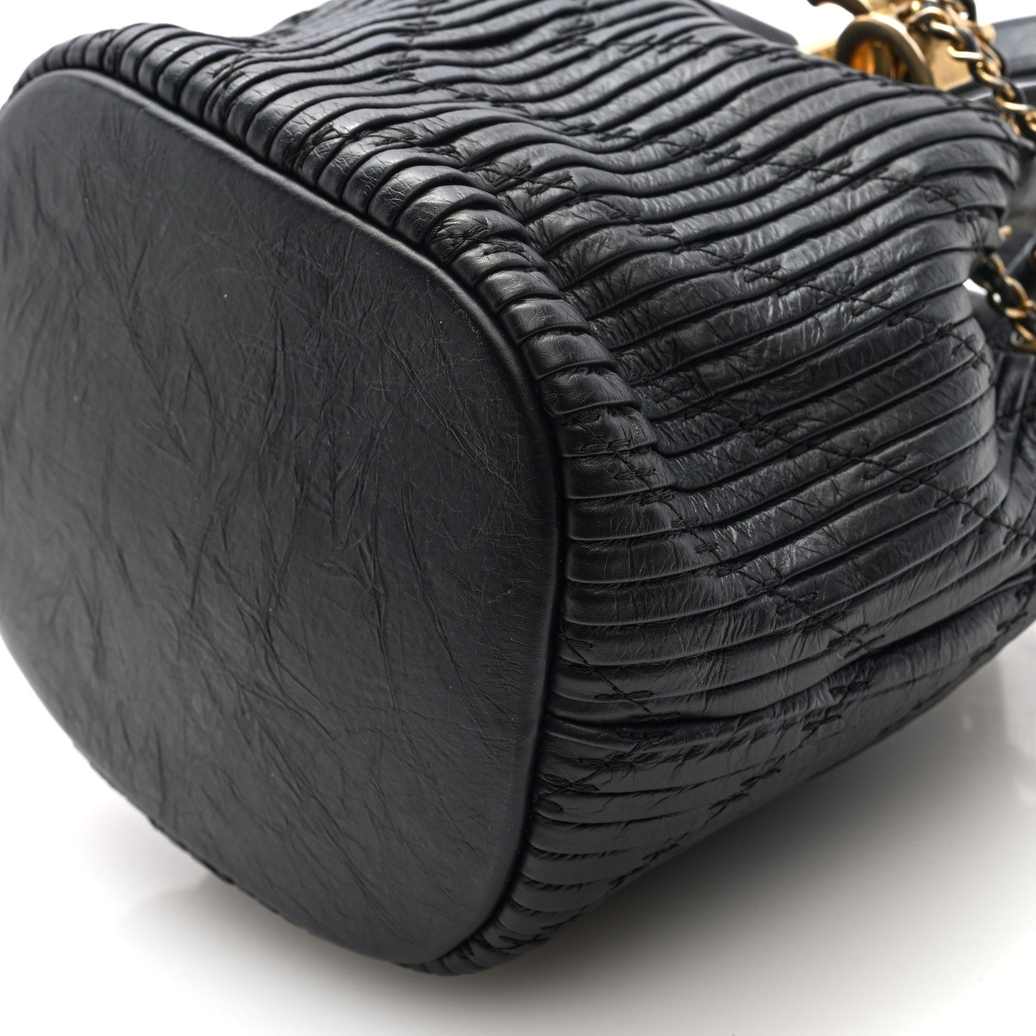 Chanel Crumpled Calfskin Coco Pleats Small Drawstring Bag Black 10 of 10