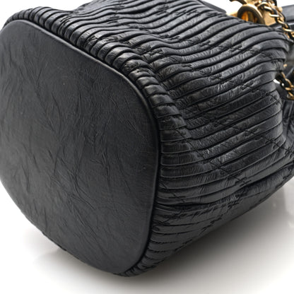 Chanel Crumpled Calfskin Coco Pleats Small Drawstring Bag Black 10 of 10