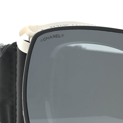 Chanel Crystal Acetate Technical Satin Shield Sunglasses Black 6 of 6