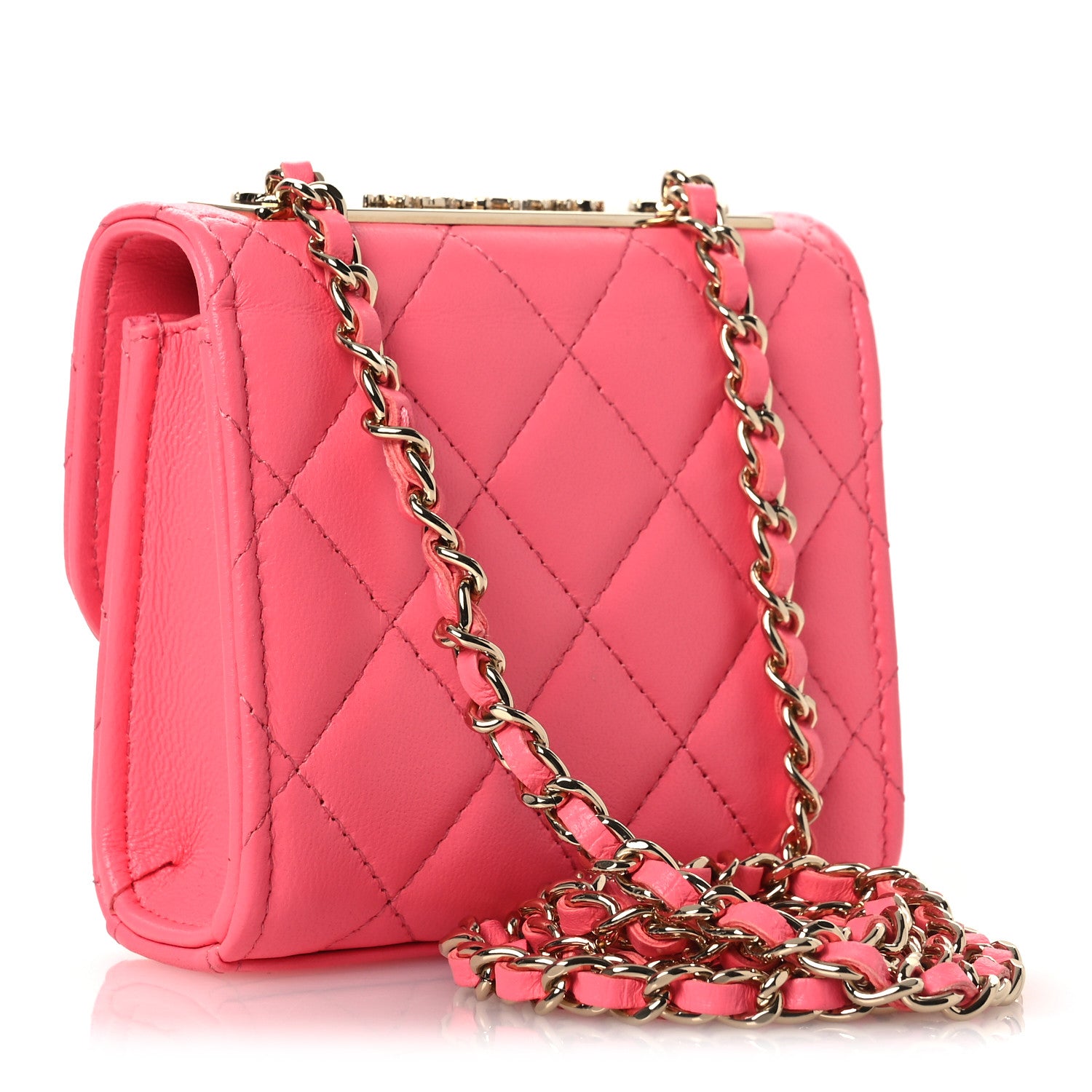 Chanel Lambskin Quilted Mini Trendy CC Chain Wallet Pink 3 of 14