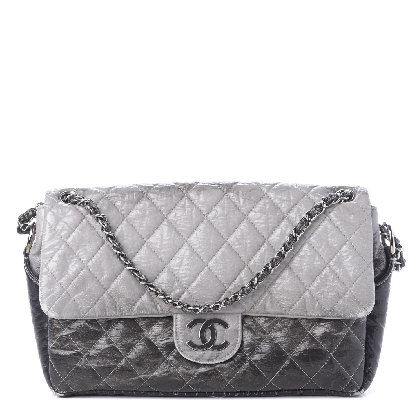 Vinyl Quilted Jumbo Melrose Degrade Flap Black