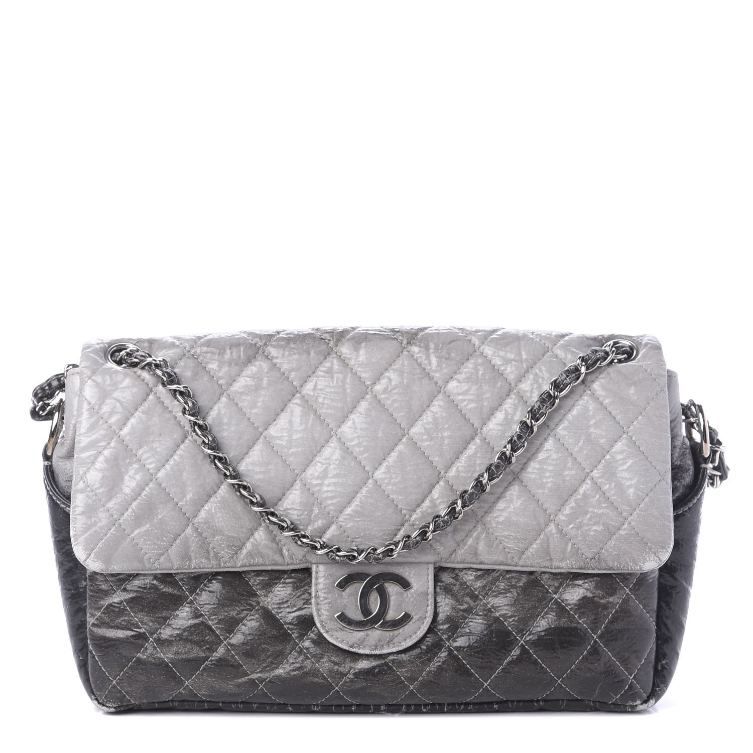 Chanel Vinyl Quilted Jumbo Melrose Degrade Flap Black 1 of 15
