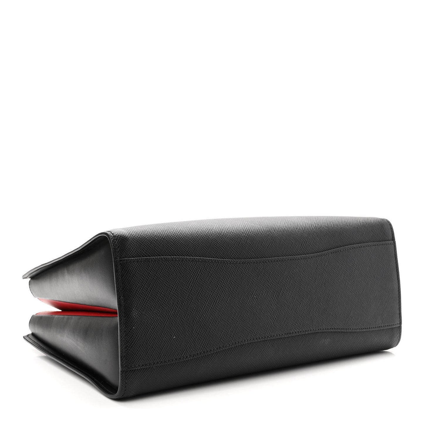 Saffiano City Calfskin Large Bibliothèque Top Handle Black Fuoco