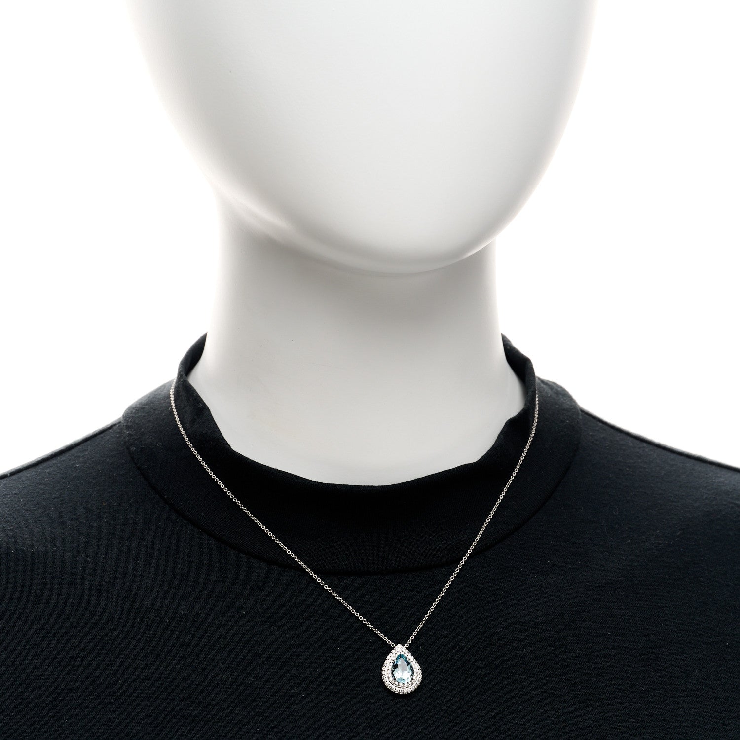 Tiffany Platinum Diamond Aquamarine Pear Shaped Soleste Pendant Necklace 2 of 5