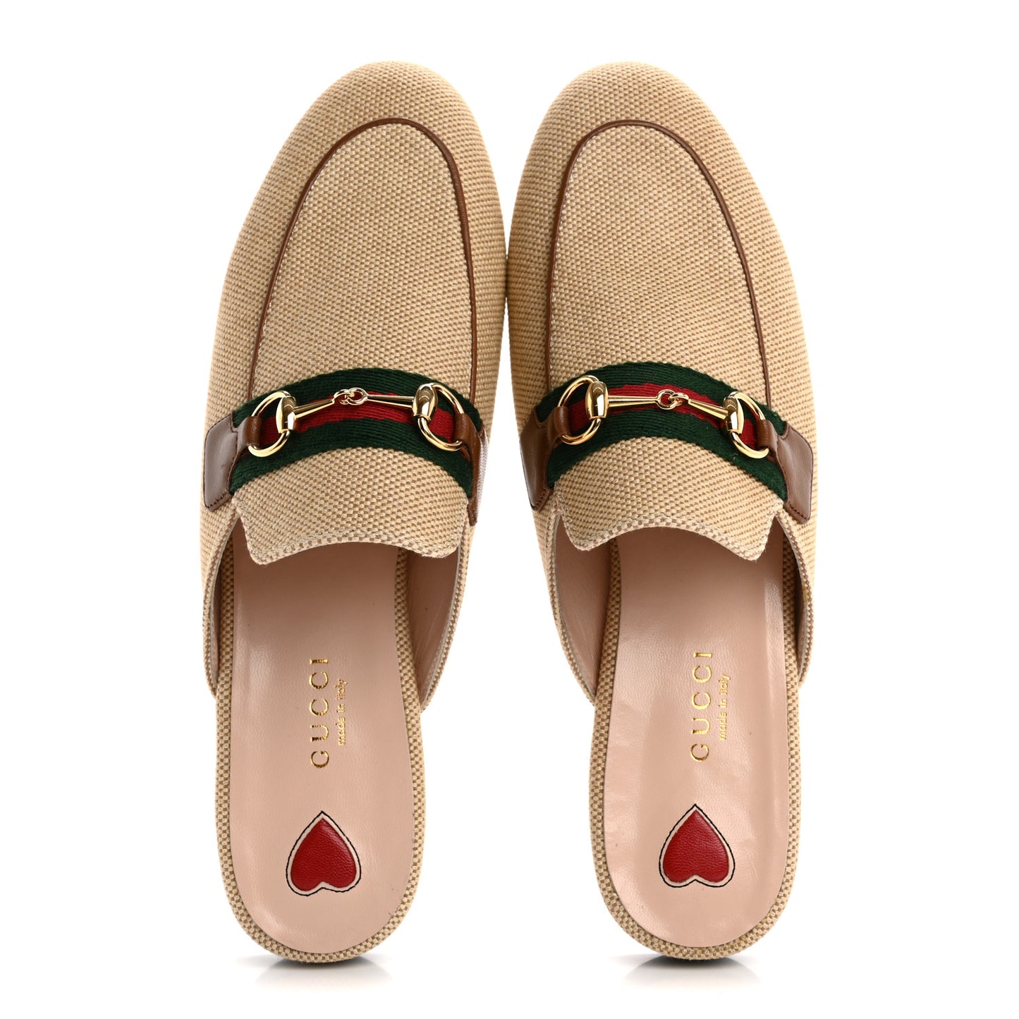 Canvas Vintage Charlotte Web Princetown Slippers 38 Sand Cuir