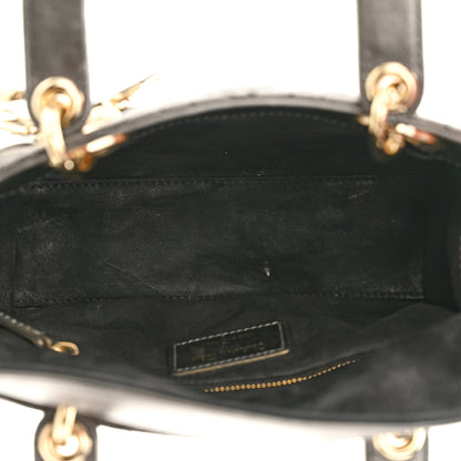 Christian Dior Metallic Grained Calfskin Cannage Small Lady Dior Gunmetal 5 of 11