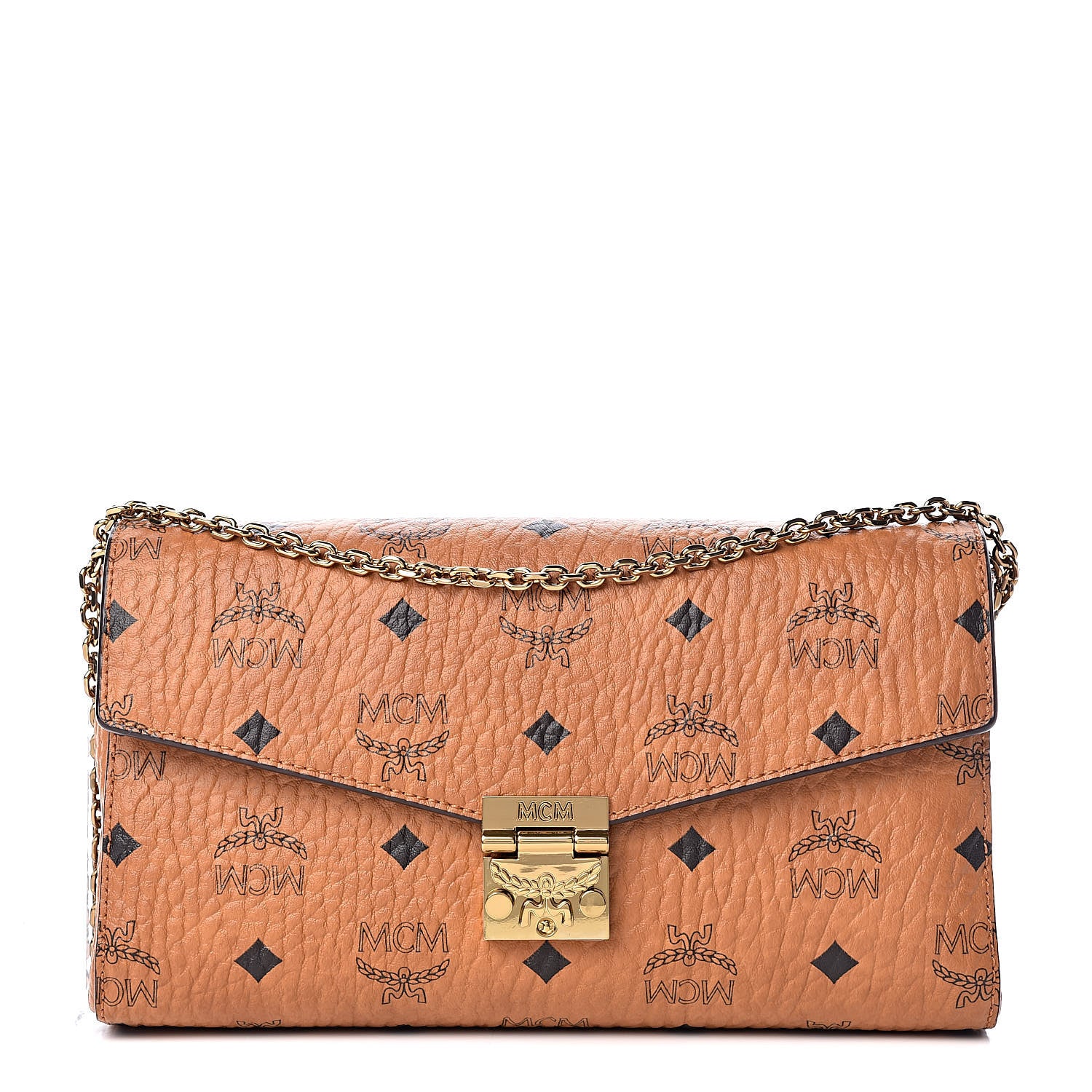 MCM Visetos Medium Patricia Wallet On Chain Cognac 1 of 9