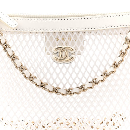 Chanel Mesh Shiny Lambskin Chain Hobo White 9 of 11