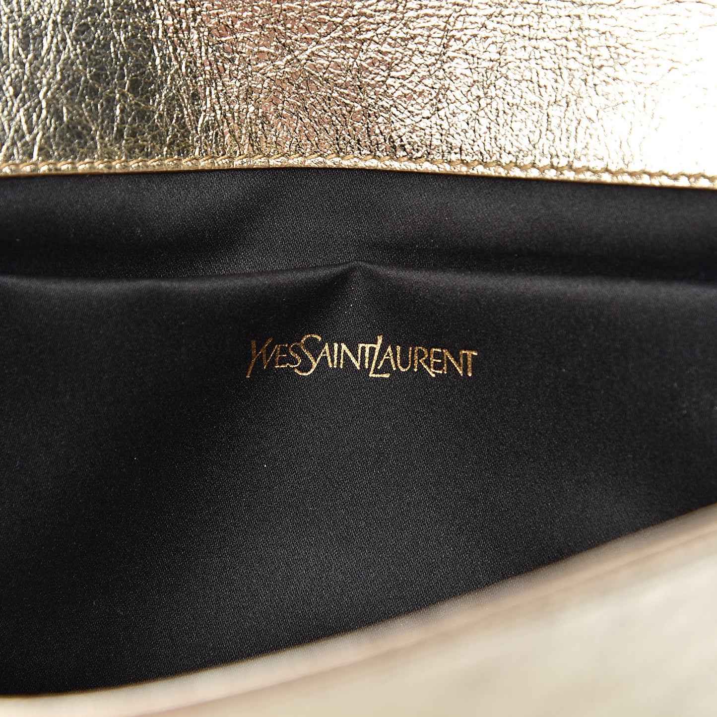 Metallic Calfskin Large Belle De Jour Clutch Gold