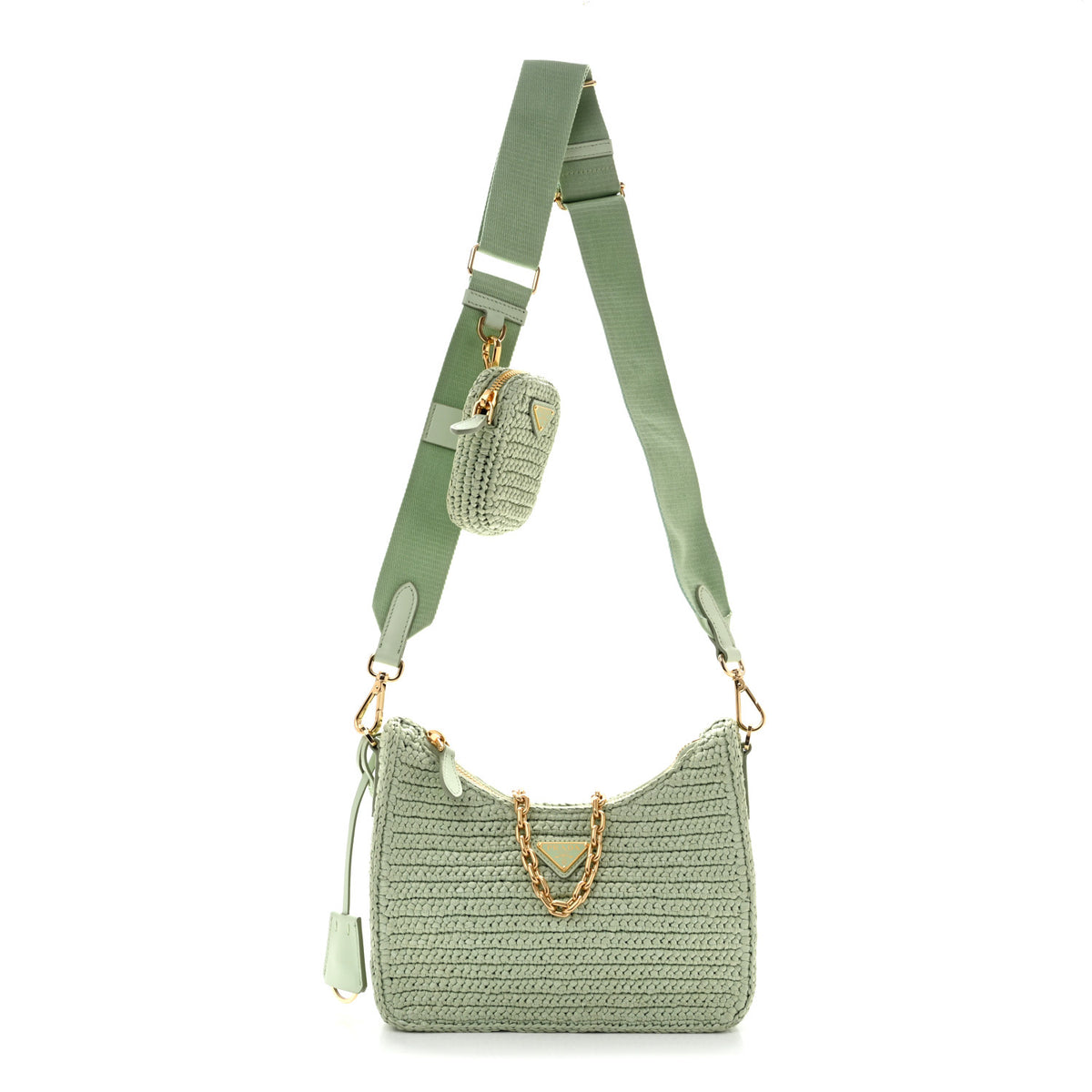 Yarn Raffia Effect Crochet Re-Edition 2005 Shoulder Bag Acqua