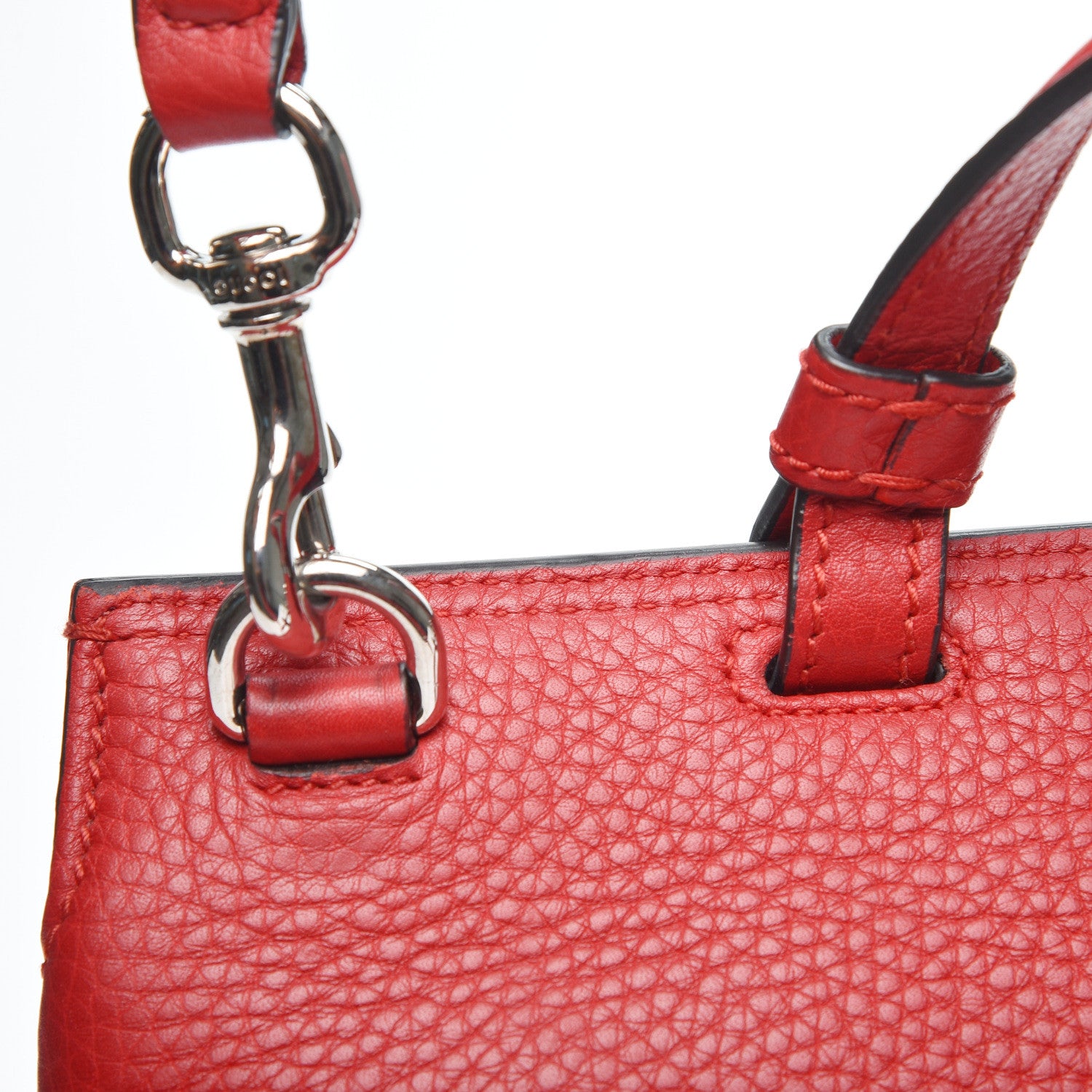 Gucci Pebbled Calfskin Medium Bamboo Daily Top Handle Bag Petunia 10 of 10