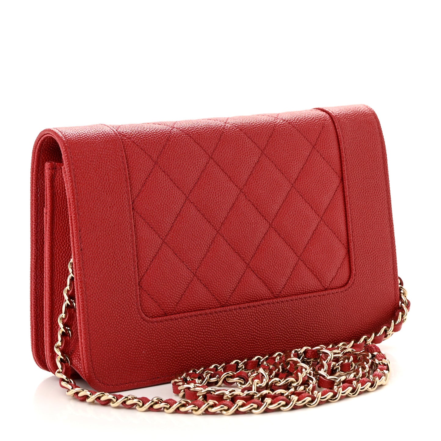 Caviar Quilted Vintage Mademoiselle Wallet On Chain WOC Red