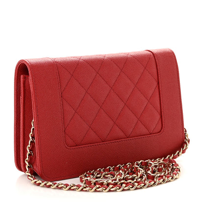 Chanel Caviar Quilted Vintage Mademoiselle Wallet On Chain WOC Red 3 of 12