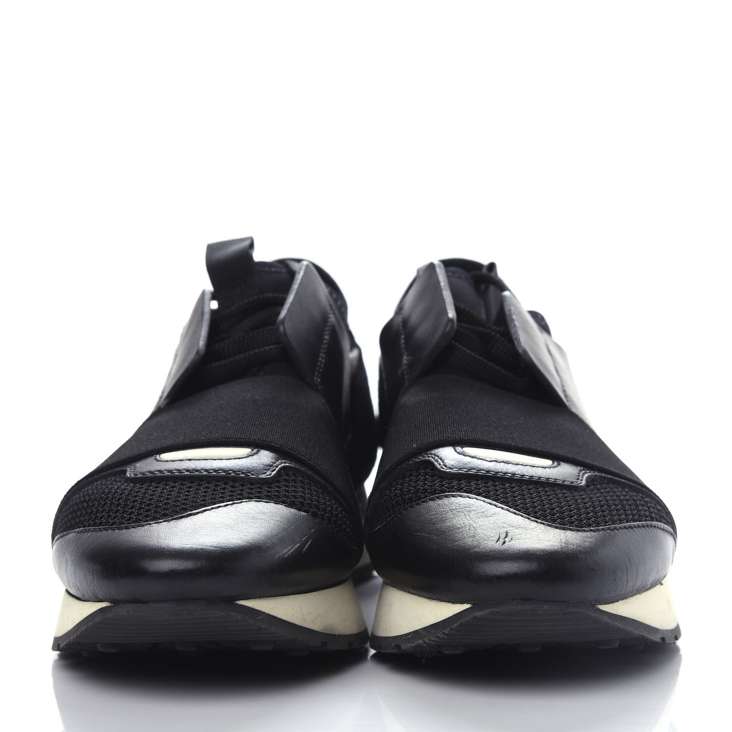 Balenciaga Mesh Calfskin Neoprene Suede Womens Race Runner Sneakers 37 Black 2 of 10