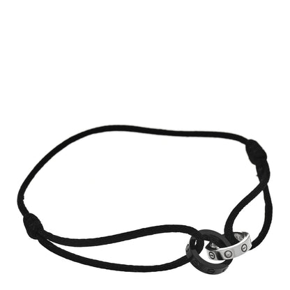 Cartier 18K White Gold Ceramic 4 Diamond LOVE Cord Bracelet Black 1 of 6