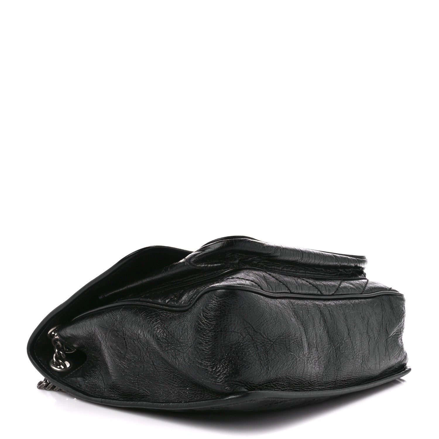 Saint Laurent Crinkled Calfskin Matelasse Monogram Medium Niki Chain Satchel Black 4 of 12