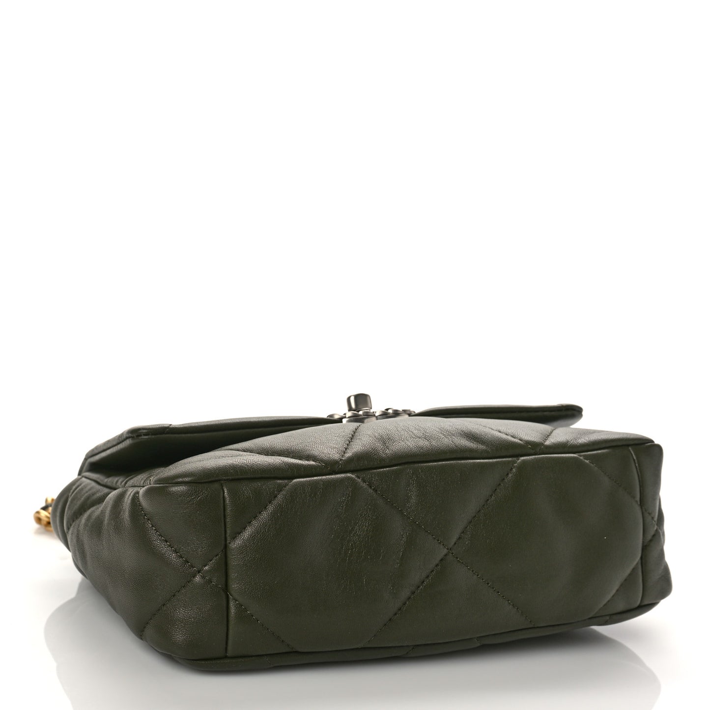 Lambskin Quilted Medium Chanel 19 Flap Khaki