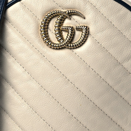 Gucci Azalea Calfskin Matelasse Diagonal Mini Torchon GG Marmont Round Shoulder Bag Mystic White Blue Agata 9 of 12