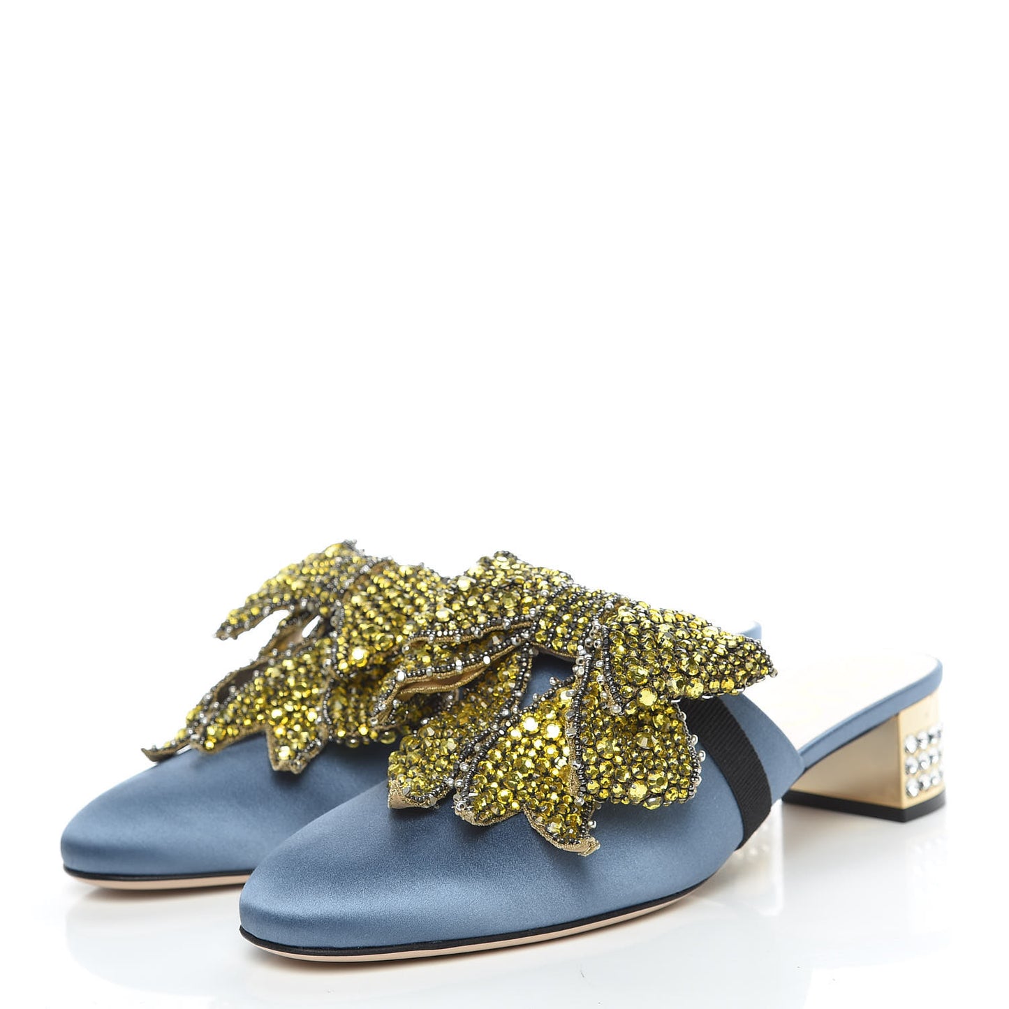 Silk Satin Crystal Embellished Bow Mules 39 Carta Zucchero