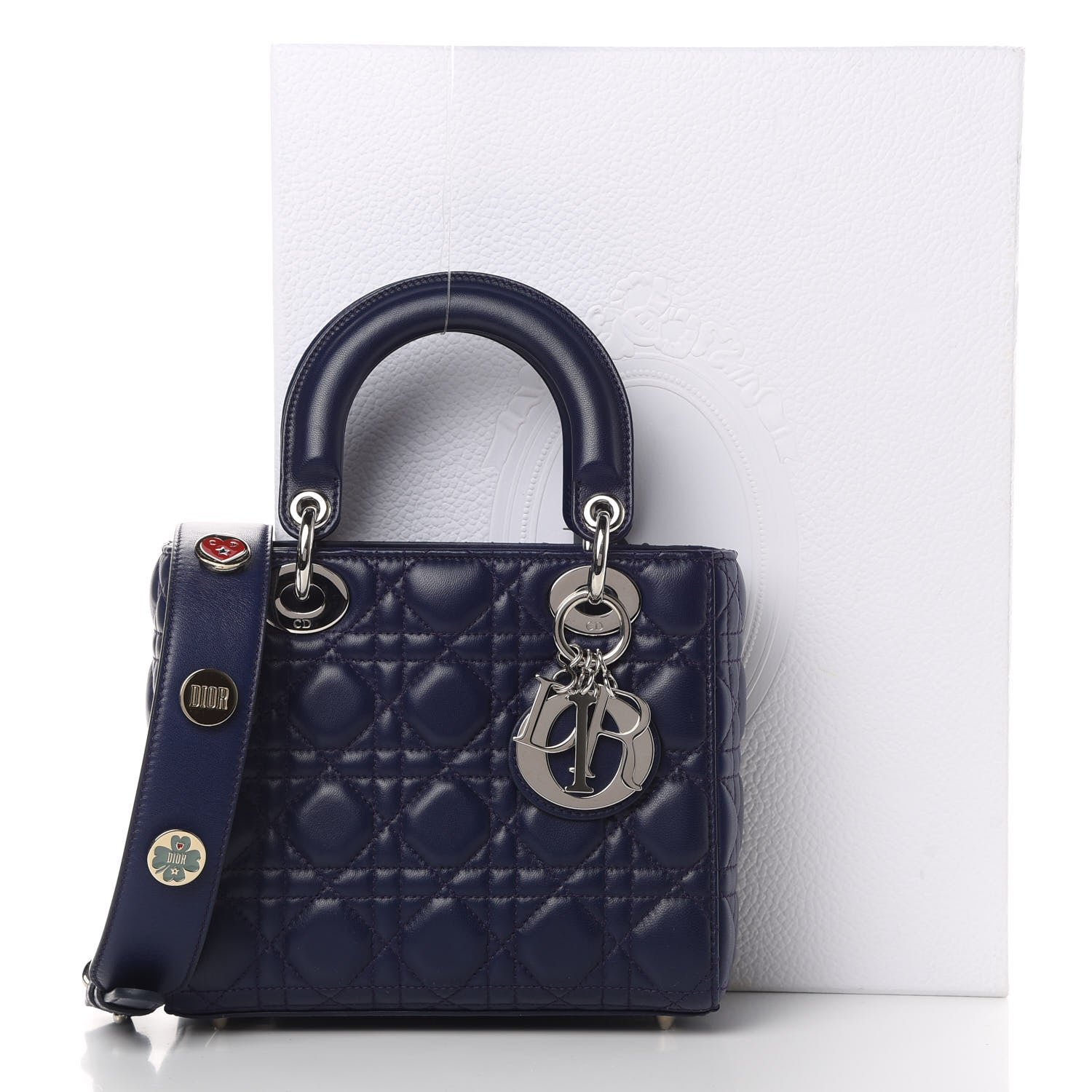 かおり　　e5 Christian Dior ネイビー ブレザー Lサイズ Christian Dior Navy Blue Cannage Lambskin Leather Large Lady Dior
