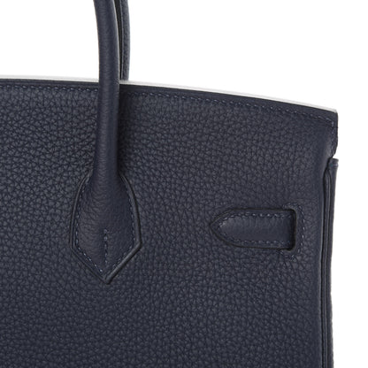 Hermes Togo Swift Officier Birkin 25 Bleu Nuit Vert Cypress 7 of 35